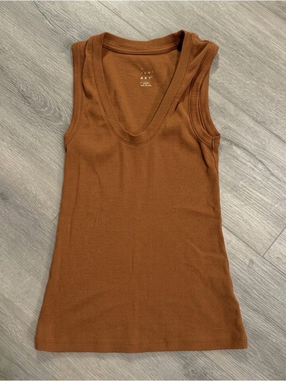 A New Day Ribbed Tank Top - Toast Brown - Size XS